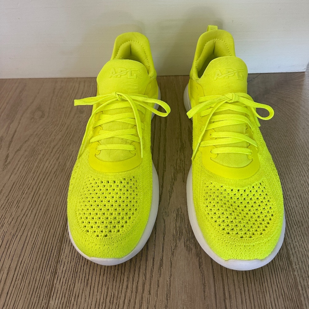 Athletic Propulsion Labs aka APL TechLoom sneakers, neon yellow, Women's US 7.5